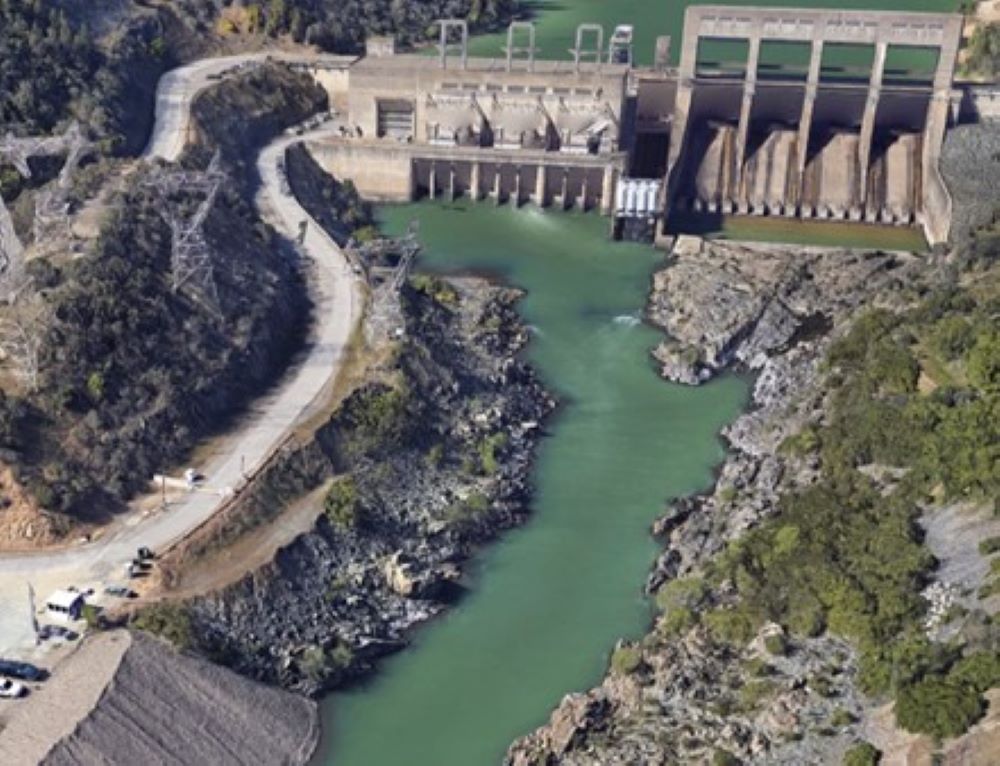 Aerial view of project site below Keswick Dam